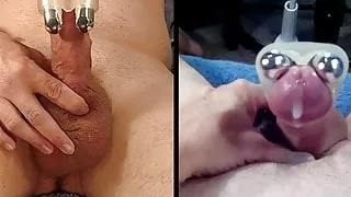 pov cumming with split screen action