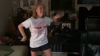 Peach Asian Girl Cheesy Dance