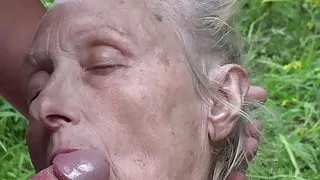 Granny seduced by young nudist