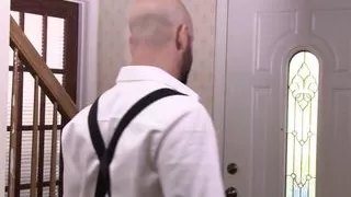 Bald hunky stepdad ass fucked by young jock stepson