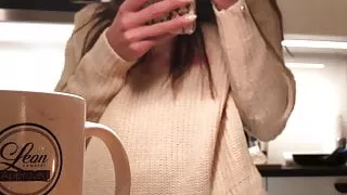 Tiniest Thong in the Kitchen, Then No Panties Sylvia