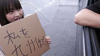 Japanese schoolgirl, Mikoto Mochida is sucking a stranger's