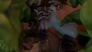 Pussy hungry orcs fucking dark elf in foursome