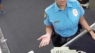 Slutty policewoman fucks with pawnbroker for extra money