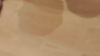 Licking his own cum from the floor - she films