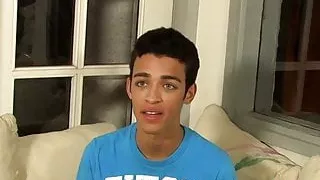 Twinkie strips for the cam and strokes his cute fat cock