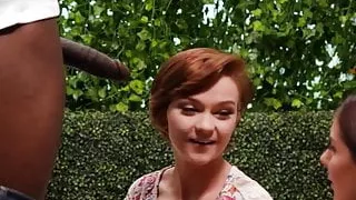 Two white chicks having fun a massive black cock