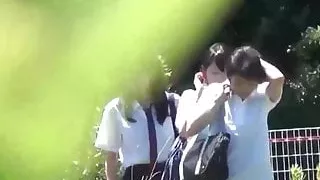 Real Japanese schoolgirls peeing in the outdoors