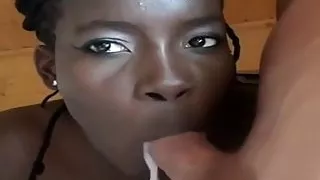 blond joins ebony girl and friend (sauna)