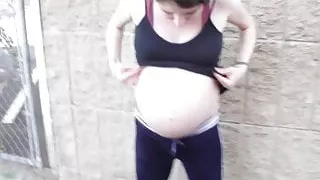 pregnant street-She doesn't care who's watching