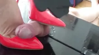 Milf cock trampling and footjob a big cum shot