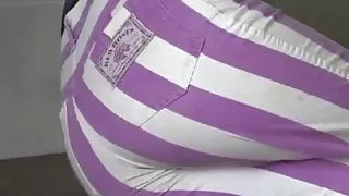 Young pretty brunette farting