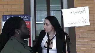 German MILF get Refugee Welcome with Fuck on Rail Toilette