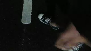 Outdoors main road jerk off cum