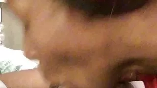 Petite ebony slut sucking dick