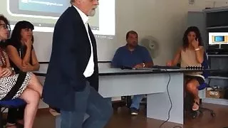 Showing panties in conference