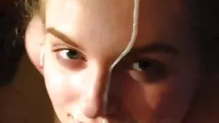 Adorable girlfriend takes a thick facial load