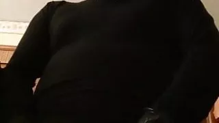 silicone mask man cumming with leather gloves