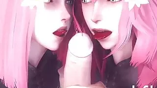 Teen 3D beauties with sexy ass sucking and fucking hard