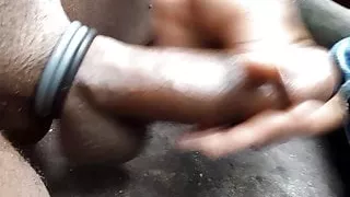 Großer  schwarzer  Schwanz, Schwuler Sex, Masturbation, Öffentlicher Sex, Wald