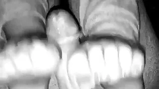 Footjob cumshot
