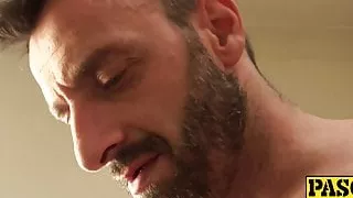 Blonde English MILF sucks hard cock while being a cute sub