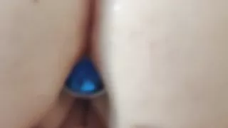 hot granny has an ass plug inserted - preparing for anal