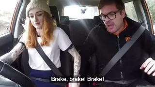 Fake Driving School Slim hot redhead minx fucks better