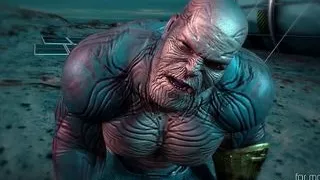 Superhero 3d animation with a big tits beauty