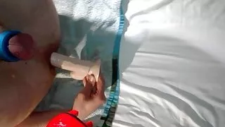 German kinky Bottom BiBoy, Me, play with dildo in a hotel