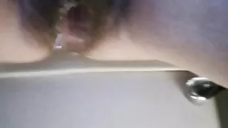 Hairy wife pussy pissing