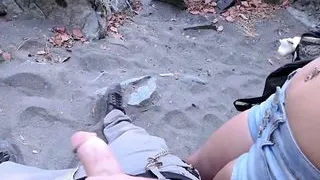 Petite Riley Star fucks stepdaddys big cock outdoors POV