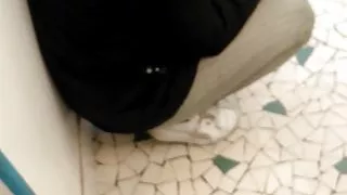 Young woman squatting in a laundry, yum yum yum