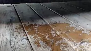 Fat redhead plays with pussy until she squirting