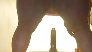 Fucking dildo on the steps