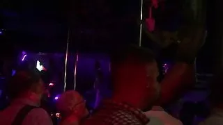 Pole dancing milf naked for public