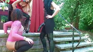 Horny Sissy Slut fucked in neighbors garden