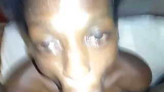 Sloppy and Nasty black rat Choking and Gagging on Cock