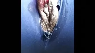 Ebony nurse showing off on the clock