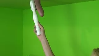 beautiful blonde masturbates to cock