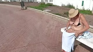 Striptease in public