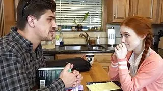 Petite teen bouncing on hard cock on the bed