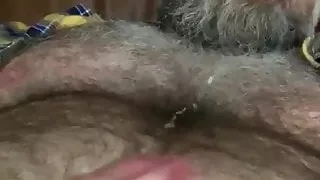 Daddy Cums In His Hairy Chest