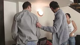 Old couple seduce Czech brunette girl into sex