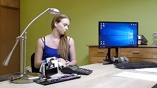 LOAN4K. Lustful manager bangs sexy teen client right on his