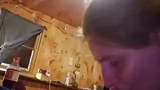 Wife sucks best friend while I'm outside