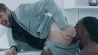 Businessman rimmed and anally fucked by athletic black stud