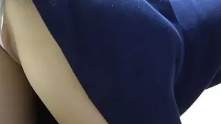 Japanese Girl Tits and Wedgie Exposed while Cleaning