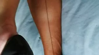 dildo and anal play in nylons