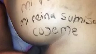 Wife getting pounded with kinky writing on her beautiful Ass